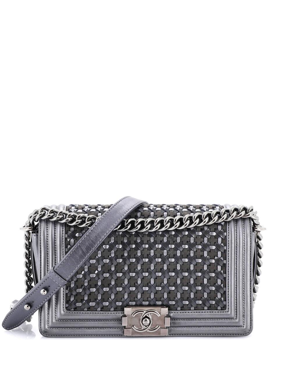 Chanel Boy Flap Bag Woven Leather Old #260937C32B